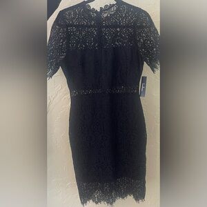 Lulu's Black Lace Dress with sheer waist and lower skirt